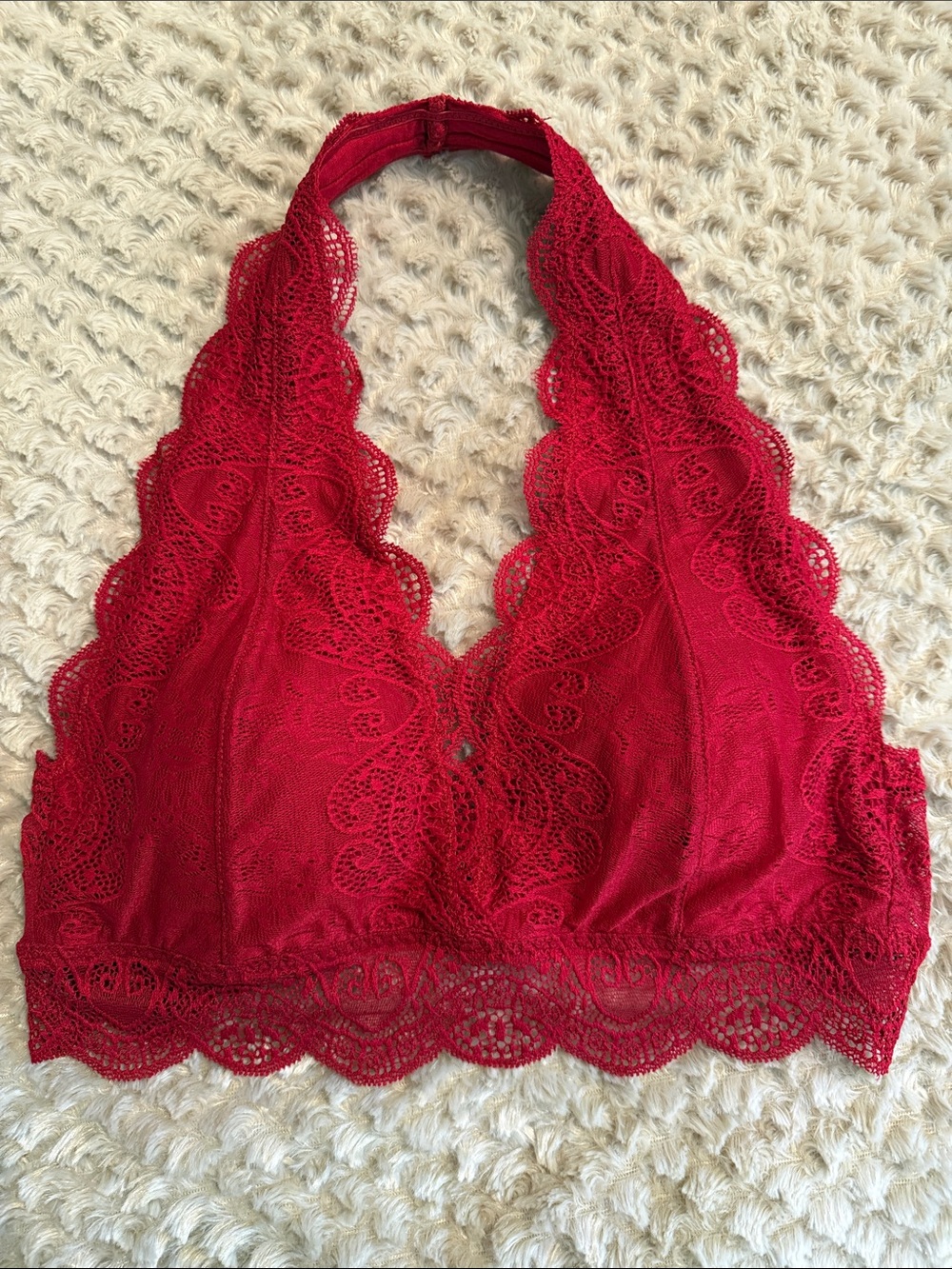 NEW Zenana Red Lace Halter Bralette - Women Intimates